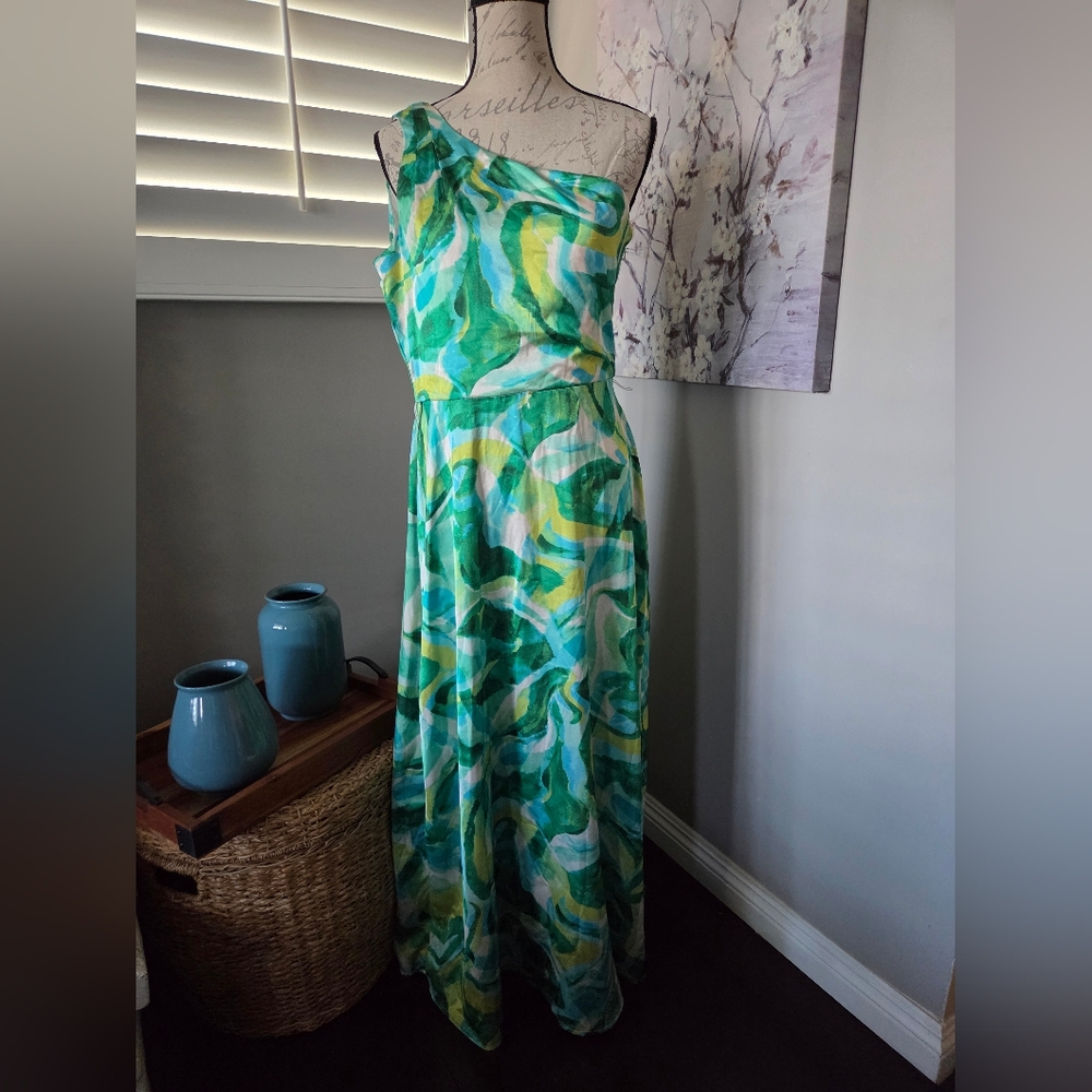 Elegant Green and Yellow Women's Dress